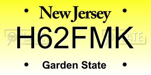 H62FMK New Jersey License Plate