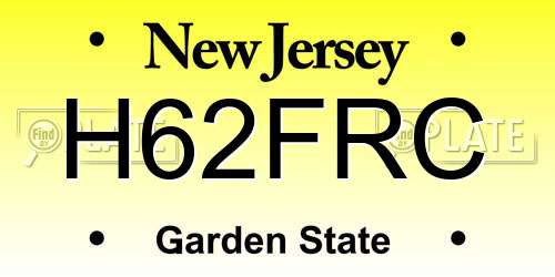 H62FRC New Jersey License Plate