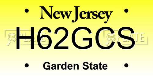H62GCS New Jersey License Plate