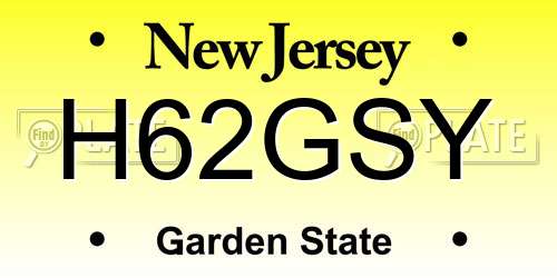 H62GSY New Jersey License Plate