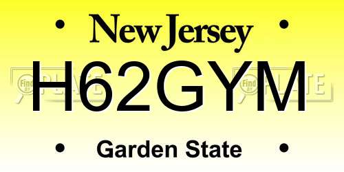 H62GYM New Jersey License Plate