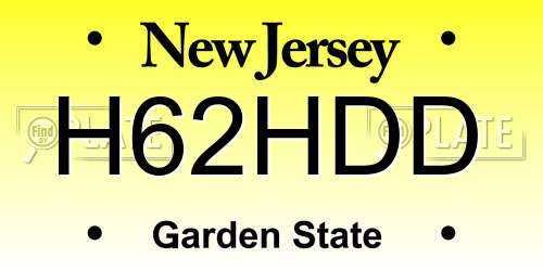 H62HDD New Jersey License Plate