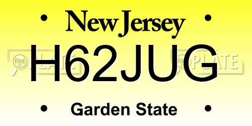 H62JUG New Jersey License Plate