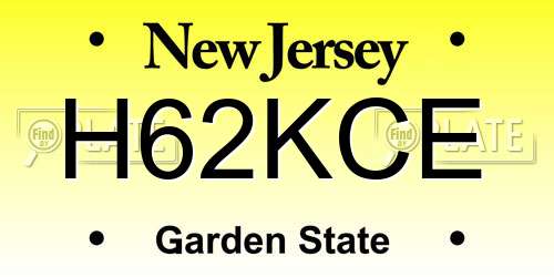 H62KCE New Jersey License Plate