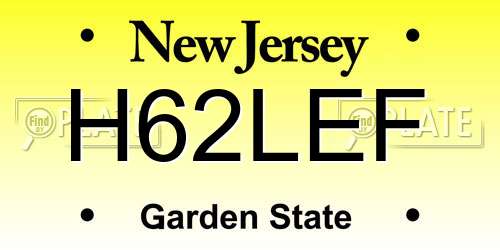 H62LEF New Jersey License Plate