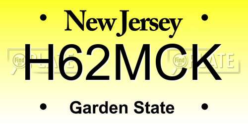 H62MCK New Jersey License Plate
