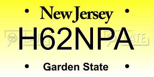 H62NPA New Jersey License Plate