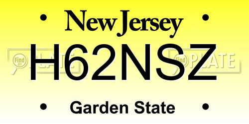 H62NSZ New Jersey License Plate