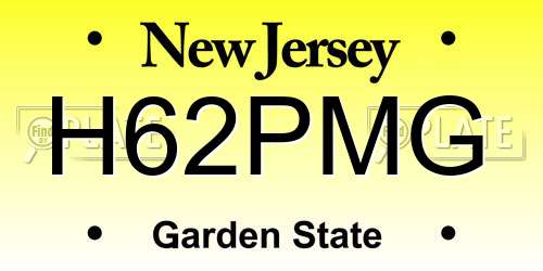 H62PMG New Jersey License Plate