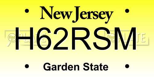 H62RSM New Jersey License Plate
