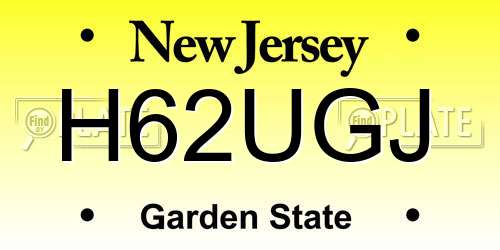 H62UGJ New Jersey License Plate