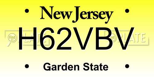 H62VBV New Jersey License Plate