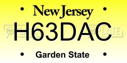 H63DAC New Jersey License Plate