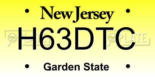 H63DTC New Jersey License Plate