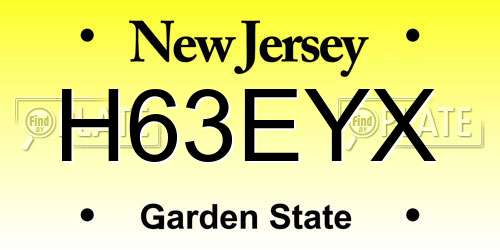 H63EYX New Jersey License Plate