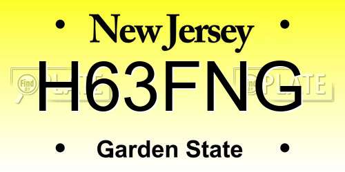 H63FNG New Jersey License Plate