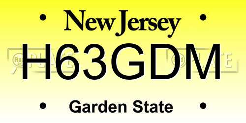 H63GDM New Jersey License Plate
