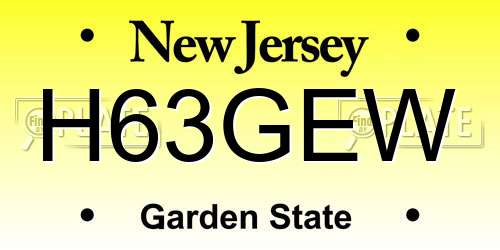 H63GEW New Jersey License Plate