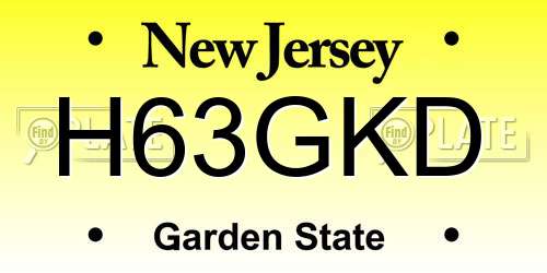 H63GKD New Jersey License Plate