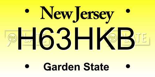 H63HKB New Jersey License Plate