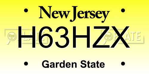 H63HZX New Jersey License Plate