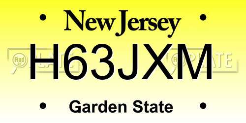 H63JXM New Jersey License Plate