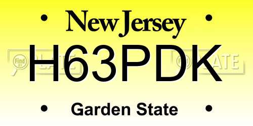 H63PDK New Jersey License Plate
