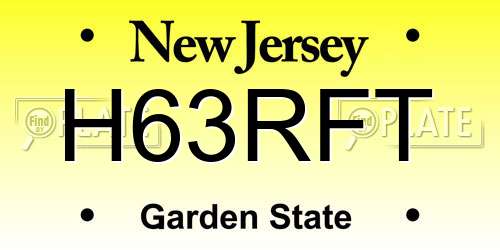 H63RFT New Jersey License Plate