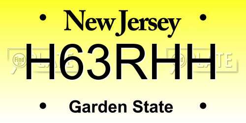H63RHH New Jersey License Plate
