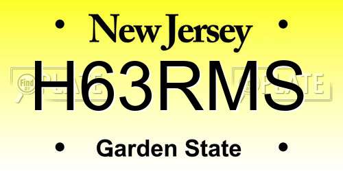 H63RMS New Jersey License Plate