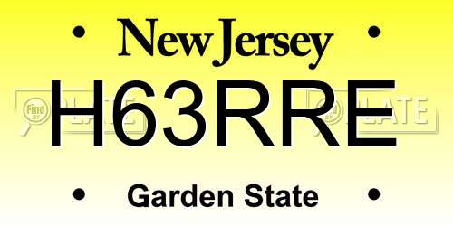 H63RRE New Jersey License Plate