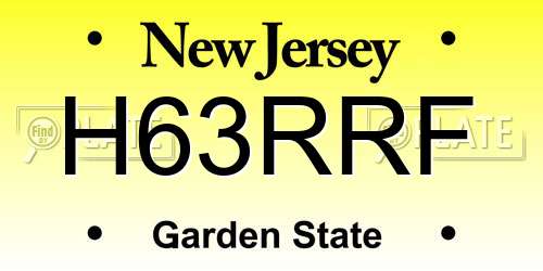 H63RRF New Jersey License Plate