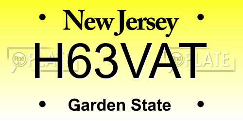 H63VAT New Jersey License Plate
