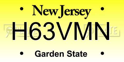 H63VMN New Jersey License Plate