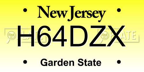 H64DZX New Jersey License Plate