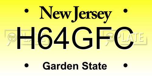 H64GFC New Jersey License Plate