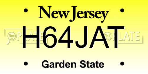 H64JAT New Jersey License Plate