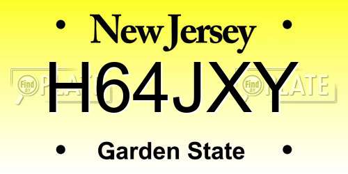 H64JXY New Jersey License Plate