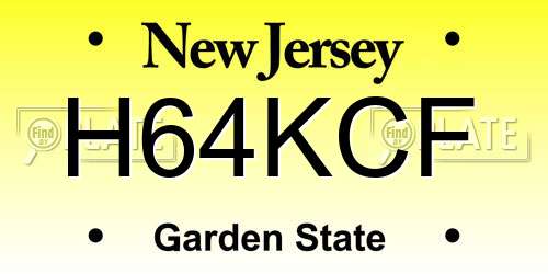 H64KCF New Jersey License Plate