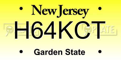 H64KCT New Jersey License Plate