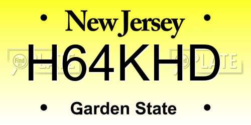 H64KHD New Jersey License Plate