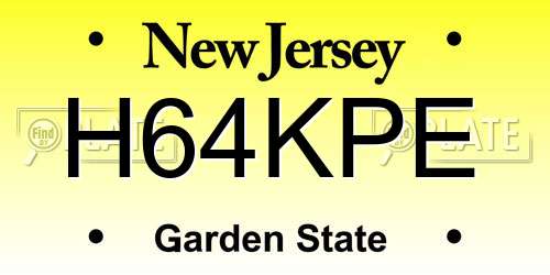 H64KPE New Jersey License Plate