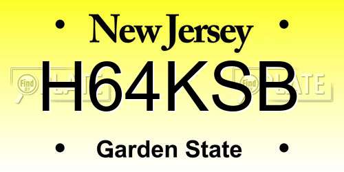 H64KSB New Jersey License Plate