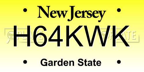 H64KWK New Jersey License Plate