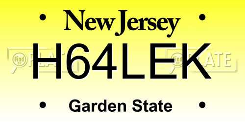 H64LEK New Jersey License Plate