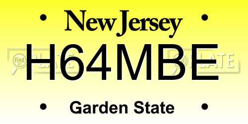 H64MBE New Jersey License Plate