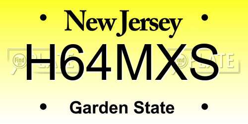 H64MXS New Jersey License Plate