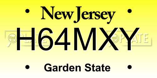 H64MXY New Jersey License Plate