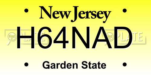 H64NAD New Jersey License Plate