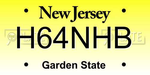 H64NHB New Jersey License Plate